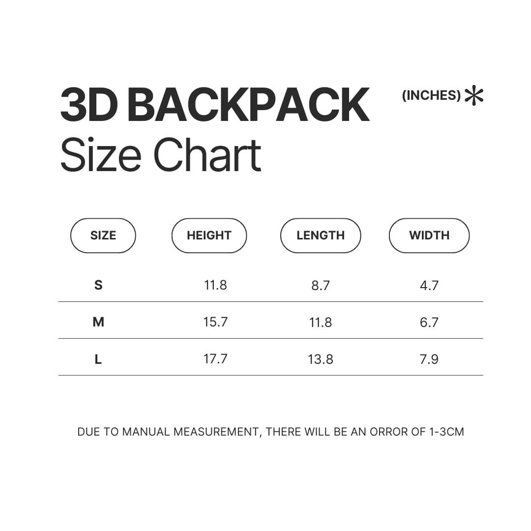 3D Backpack Size Chart - Gravity Falls Store